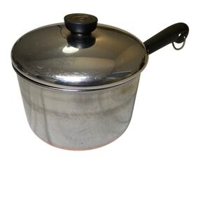 Vintage Revere Ware 3 Qt Copper Bottom‎ Saucepan w/Lid Pre-1968 Clinton USA